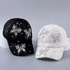 New Rhinestone Butterfly Flower Baseball Cap Women's Spring and Summer Breathable Lace Fashionable and Elegant Curved Brim Cap Batch