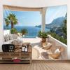 Beautiful Seaside Courtyard Landscape Tapestry Wall Hanging Room Wall Decoration Living Room and Bedroom Background Poster