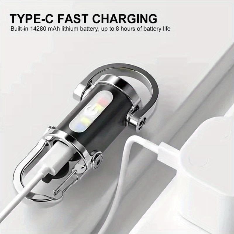 Powerful Mini COB LED Keychain Flashlight USB Rechargeable Hanging Work Light Waterproof Keyring Camping Walking Pocket Lamp