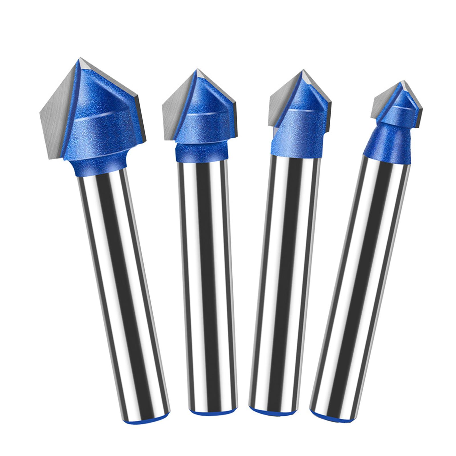 

Professional 90 Degree V Shape Router Bit Set of 4 for Woodworking and Engraving Milling Cutter with 1/4 or 6mm Shank A