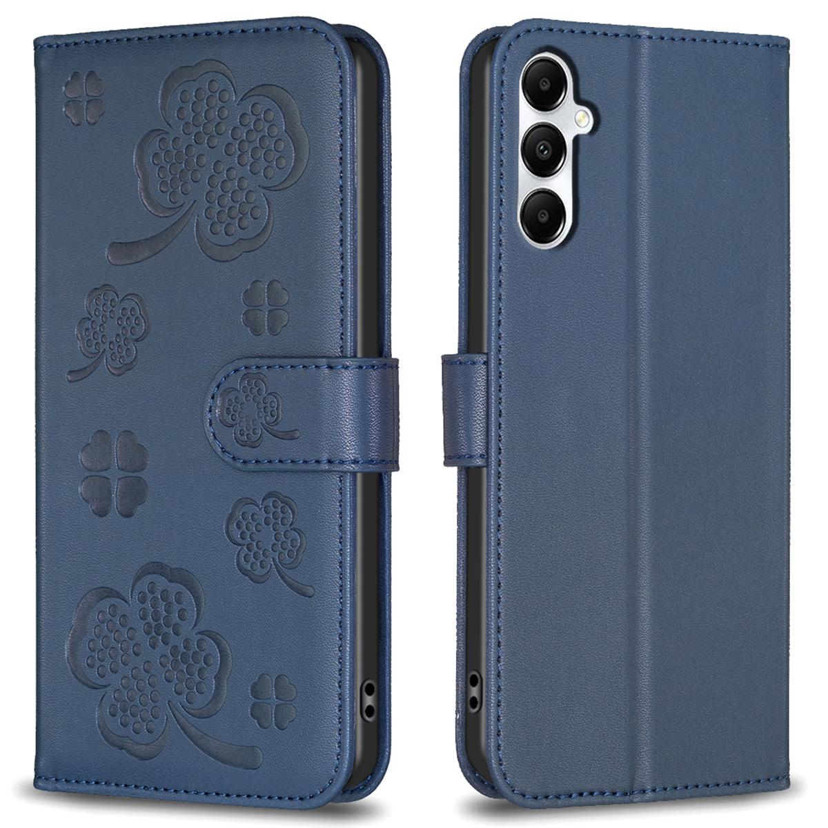 

For Samsung Galaxy A36 5G Case Clover Pattern Wallet Stand View Leather Phone Cover Blue