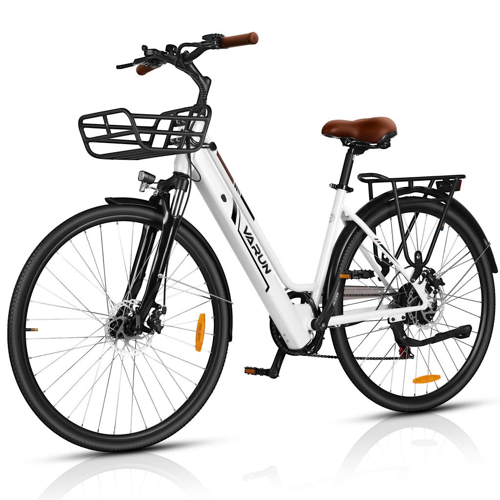 VARUN C7008 Elektrische Fiets met Voorrekje 28Inch Stadsfiets met 36V 10Ah Batterij