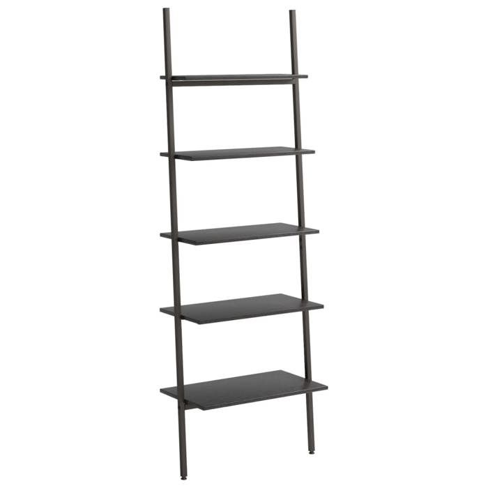 VidaXL 5-Tier Leaning Bookshelf Black 64x34x185.5 Cm 336378