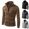 Mens Slim Fit Stand Collar Long Sleeve Coat Top Military Jacket For Stylish Look