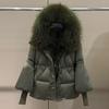Winter new raccoon big fur collar hooded white goose down jacket women's short loose thickened warm jacket
