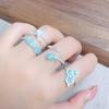 [Sea Salt Qi Ring] Cool Blue Enamel Dripping Oil Zir*****Pening Ring Flower High Sense Stacked Ring