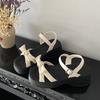 Bow word with thick sole small height increase sandals women's 2025 summer new versatile muffin Roman women's shoes