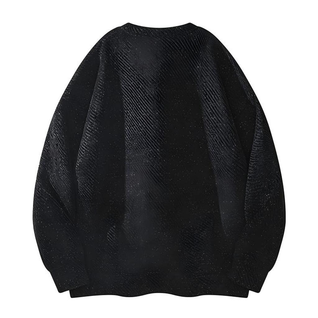 Men's Loose Sports Round Neck Hoodie Solid Color Lazy Wind Unhooded Top