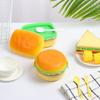 Cute Hamburger Lunch Box Double Tier Burger Bento Lunchbox Children School Food Container Tableware Set with Fork Kitchen Tool