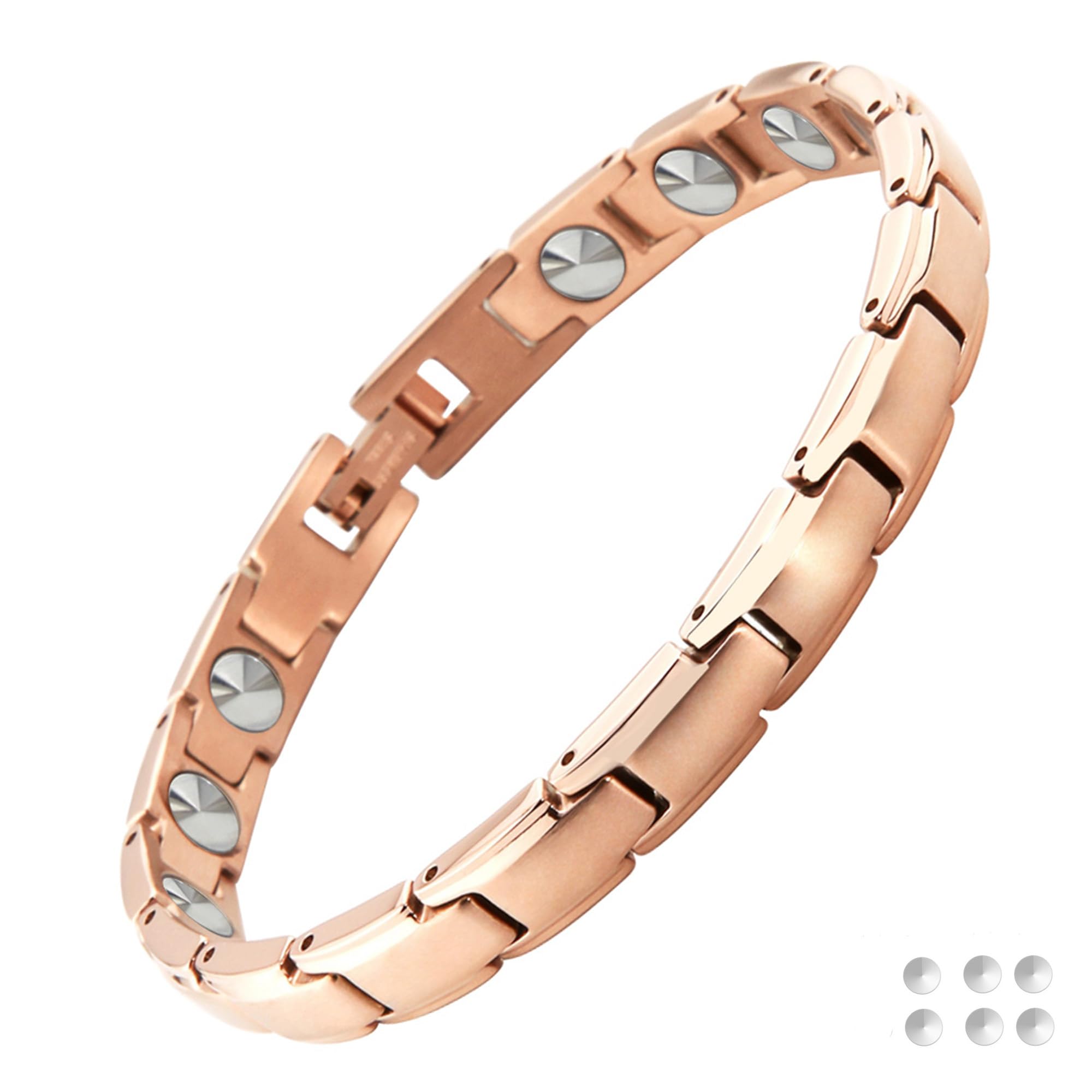 

HAQI Браслет из чистого германия для магнитной терапии, полностью германиевый, розовое золото, 16 элементов, 99,99%, женский, браслет, антистатический, ювелирное изделие,