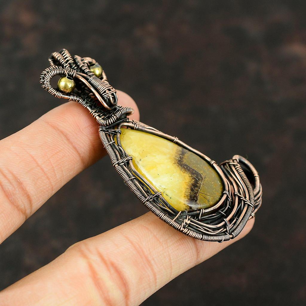 Septarian Gemstone Pendant Copper Wire Wrapped Pendant Handmade Women Pendant Gift For Mother Unique Copper Jewelry Septarian Stone Jewelry
