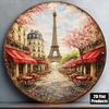 D Flat Pc InXCm D Flat Round Sign Vintage Plaque About The Eiffel Tower Paris Street Scene Cafe Decorative Sign
