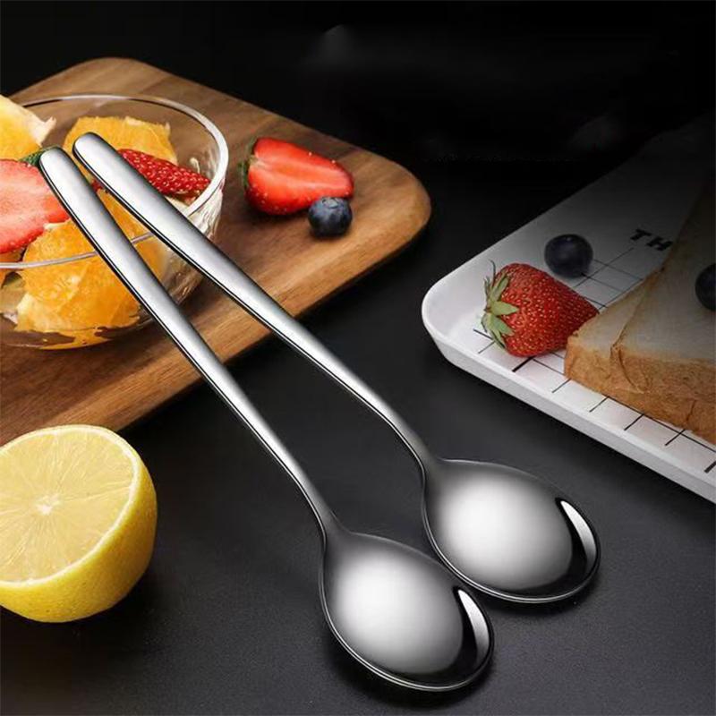 4 Pcs Long Handle Cutlery Set 304 Stainless Steel Spoons Forks Set Spoons Dessert Forks Set for Hotel Home Bar Coffee Christmas