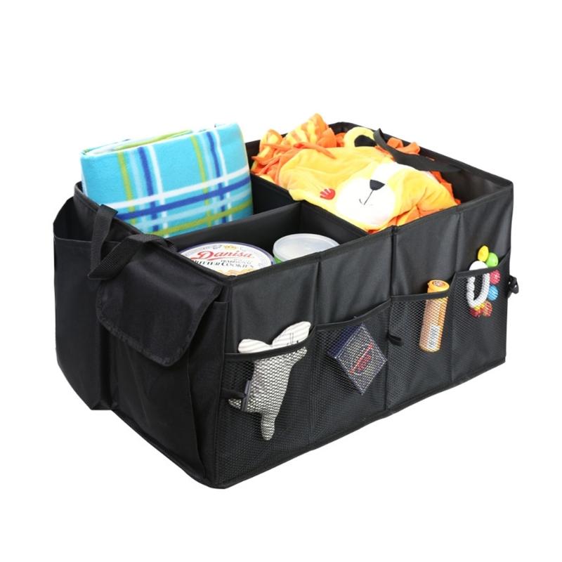 Large Capacity 68L Multiple Compartment Car Storage Box Foldable Design For SUV Sedan Truck Vehicle Organization Travel