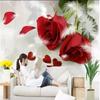 Red Rose Wallpaper Feather Wall Murals Living Room Bedroom Background Wallpaper