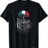 Italian Roots - Italy Flag Colors Family Tree Souvenir T-Shirt Short Sleeve Tee Casual Graphic T Shirts Camiseta Streetwear