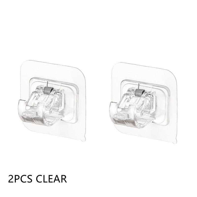 2025 NOVÝ Nastavitelný Klip na Záclonovou Tyč Samolepicí Svorka Háček Držák Záclonové Tyče na Zeď Bez Hřebíků Závěsné Stojany na Zeď