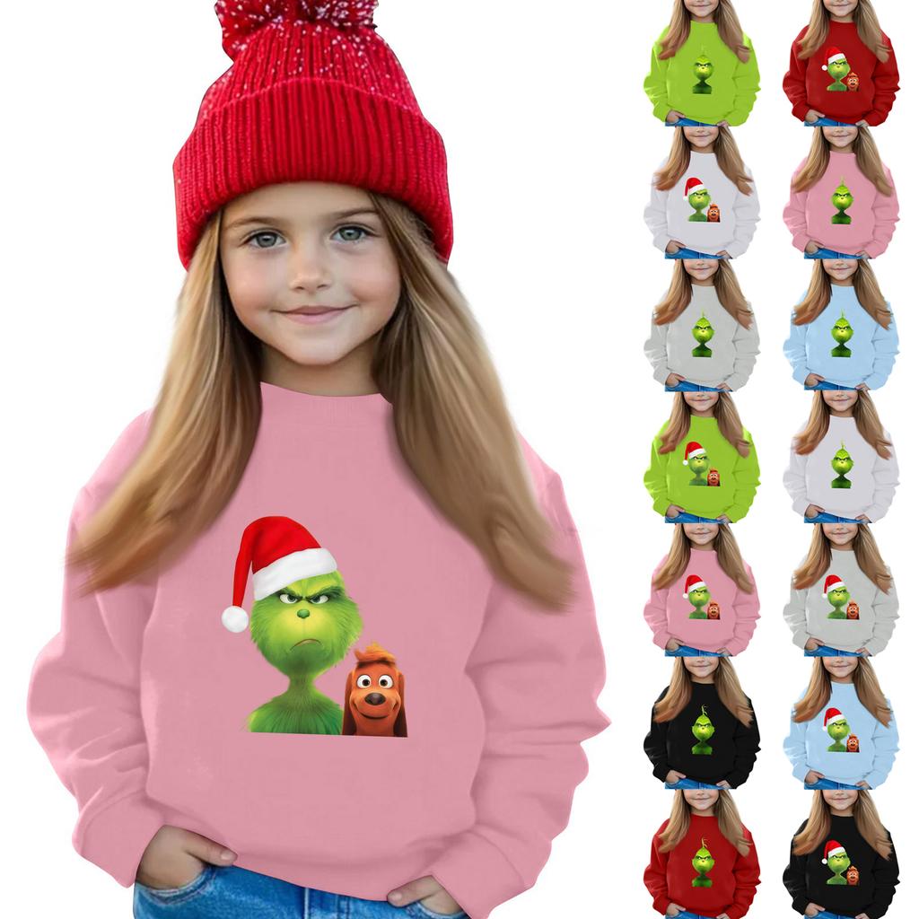 Christmas Day Girls Round Neck Pullovers For Kids Printed Baby Tops
