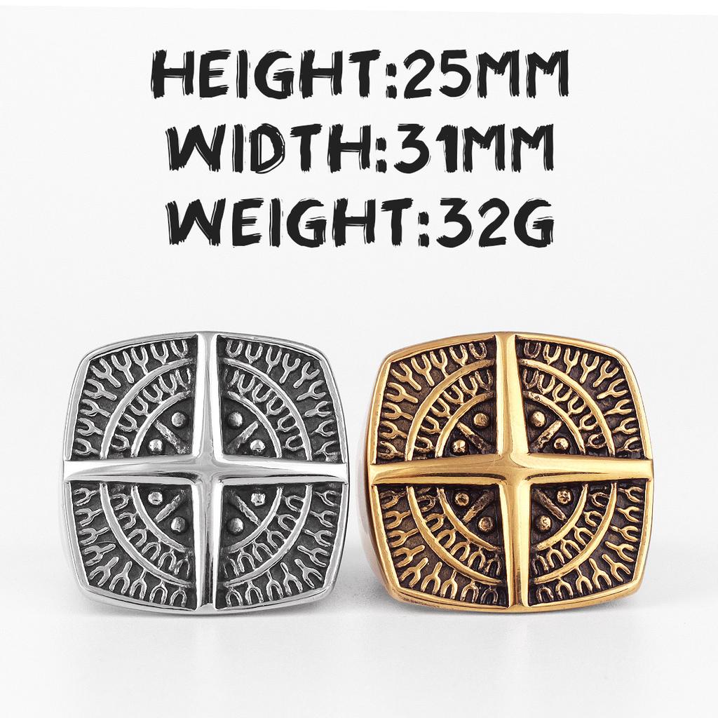Nordic Navigational Compass Stainless Steel Mens Rings Hyperbole for Male Boyfriend Biker Jewelry Creativity Gift