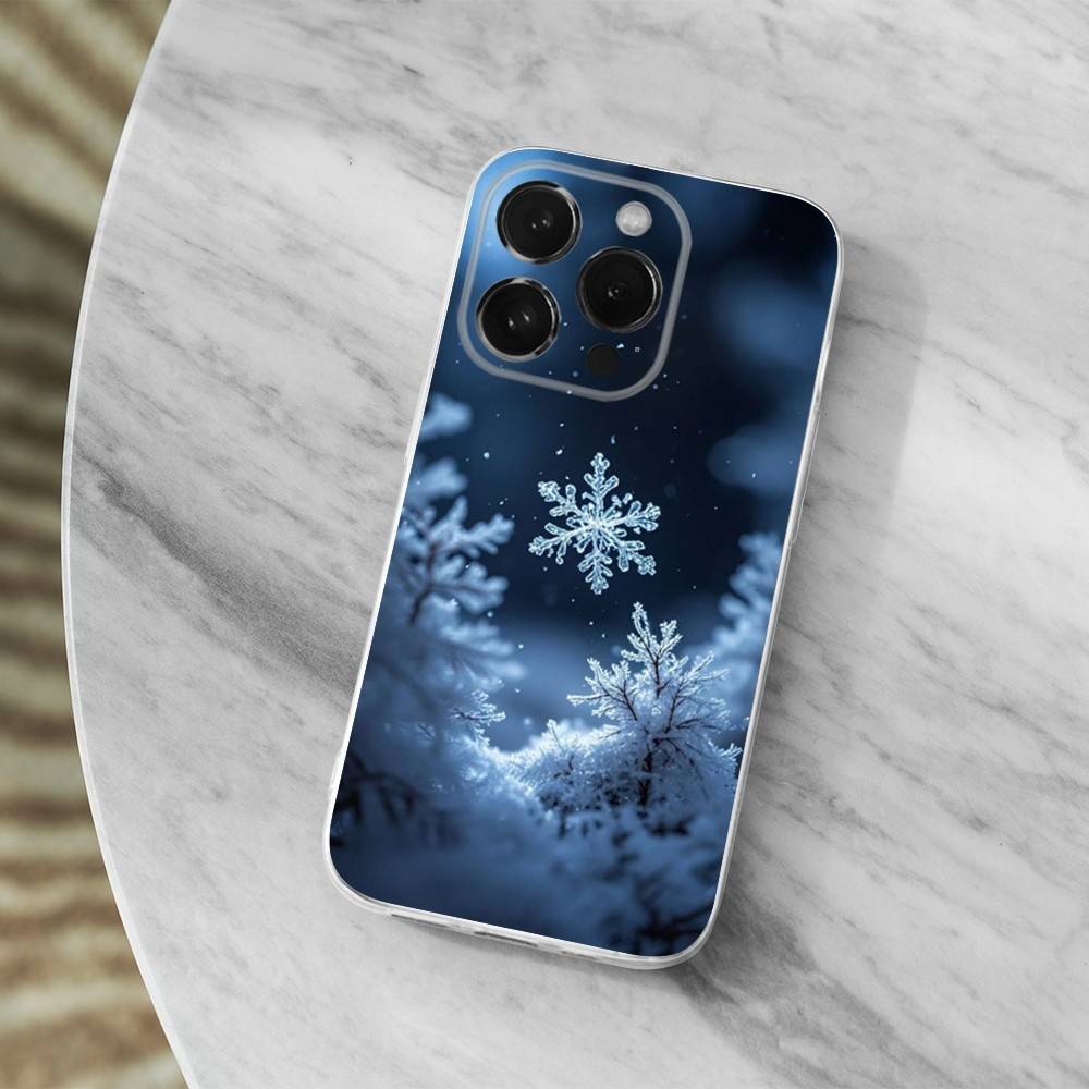 Snowflakes Art Christmas Case For iPhone 15,11,12,13,16,14,17,Pro,Max,Plus,SE,Mini,X,XS,XR, Transparent Soft Silicone
