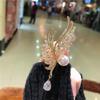 Gold-Plated Feather Wing Jewelry Brooch with Crystals, Diamonds, and Freshwater Pearl