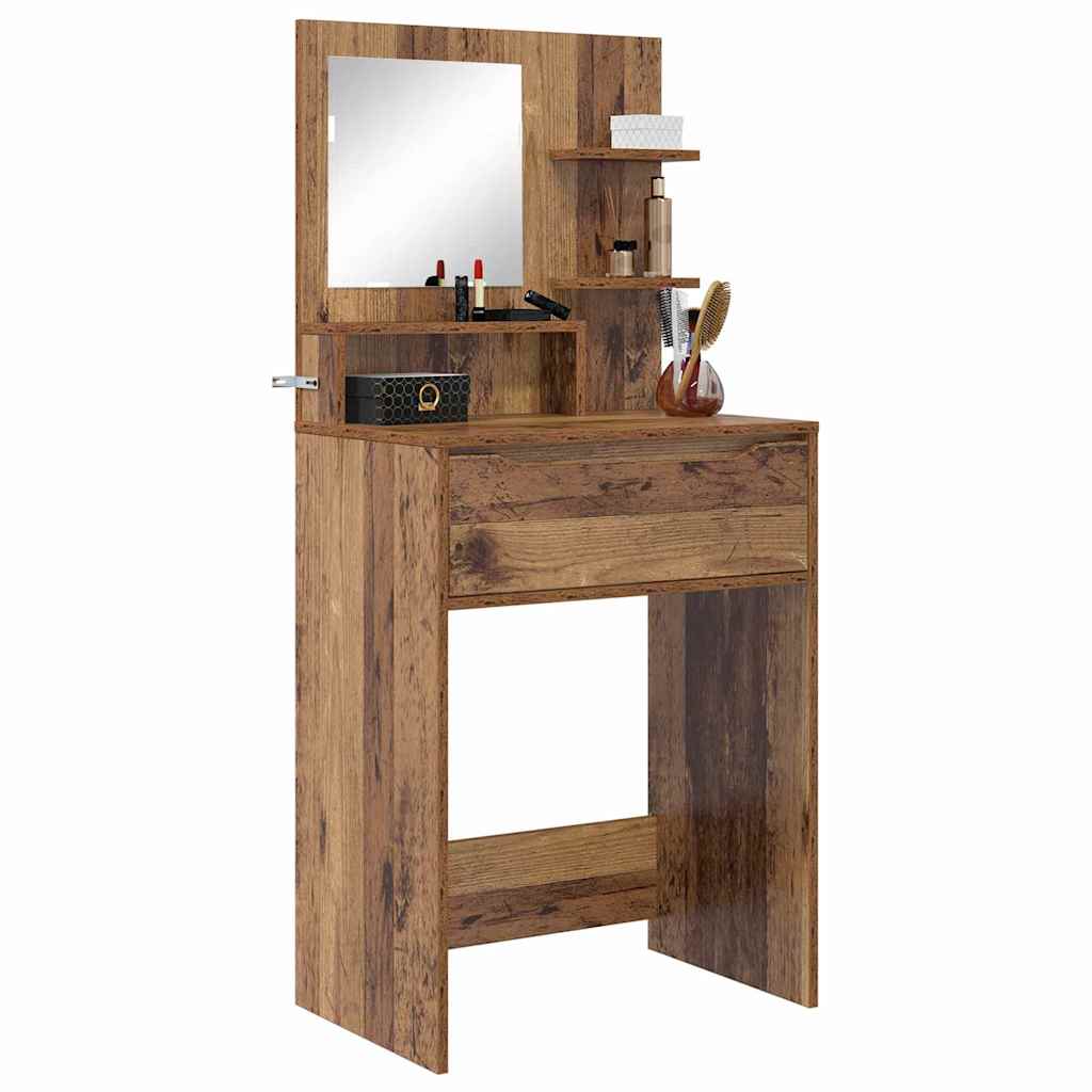 Bedroom Dressing Table with Shelf Reclaimed Wood Look 31.5 x 15.6 x 53.1 in (80 x 39.6 x 135 cm)