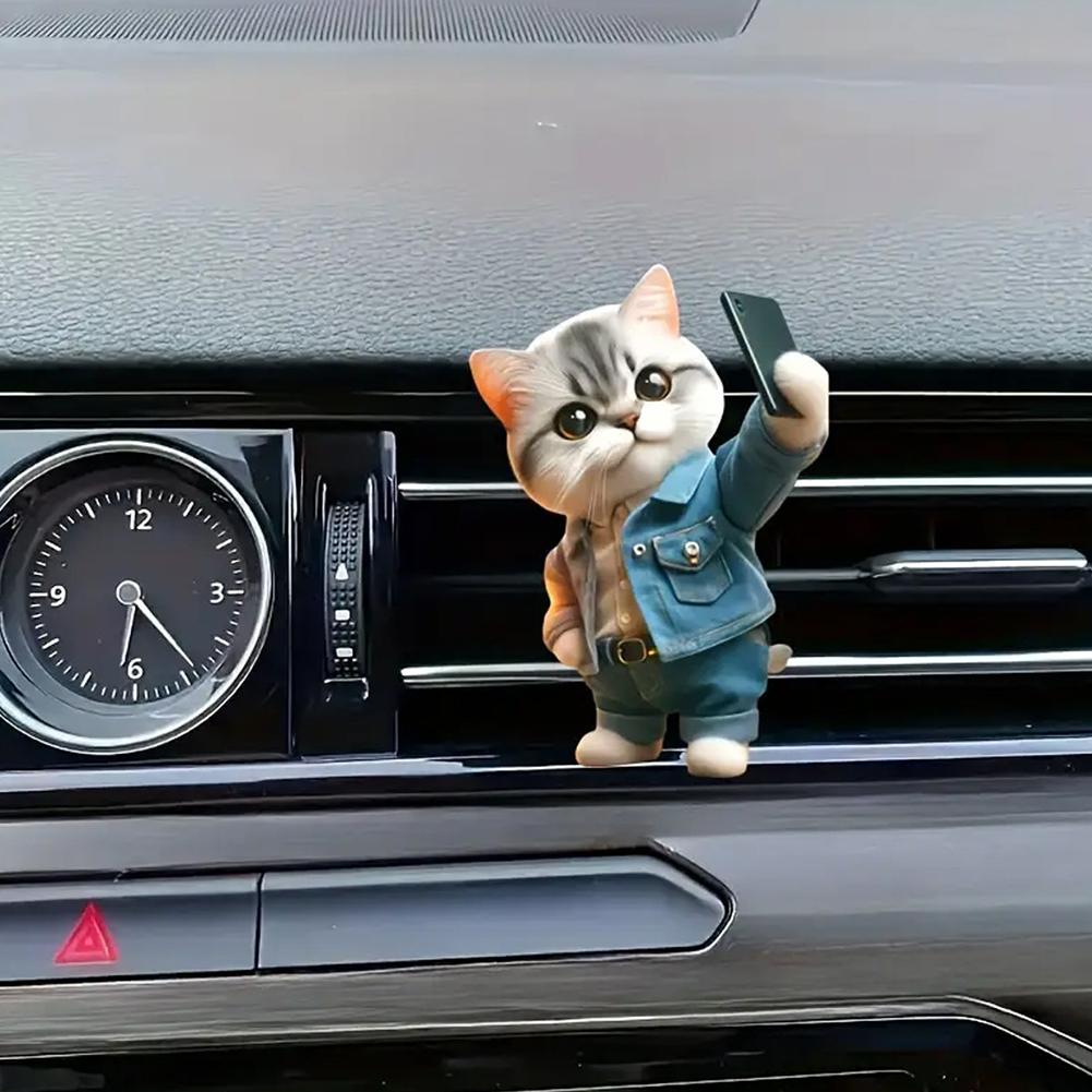 Cute Cat & Dog Car Air Outlet Clip - Acrylic Decorative Design For Fresh Compact Interior & Aro J4T7