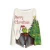 Women's Fashion Round Neck Long Sleeve Christmas Print Casual Knit Pullover Top
