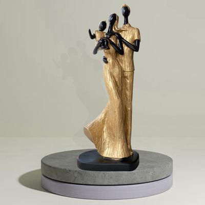 New Stylish Golden Black Resin Couple Statue with Child for Home Decor (Pack of 1, Black & Golden)
