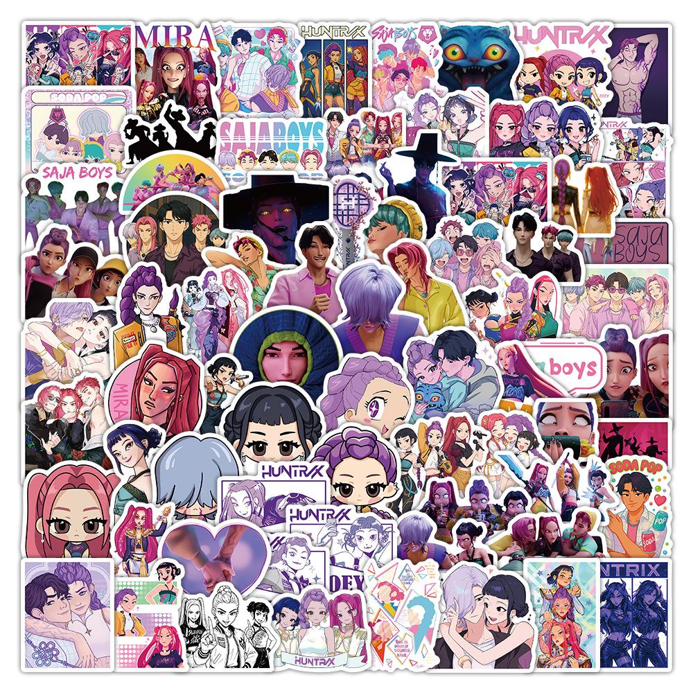 104PCS Funny Kpop Demon Hunters Anime Stickers DIY Motorcycle Bicycles Suitcases Water Bottles Kids Waterproof Sticker Toy