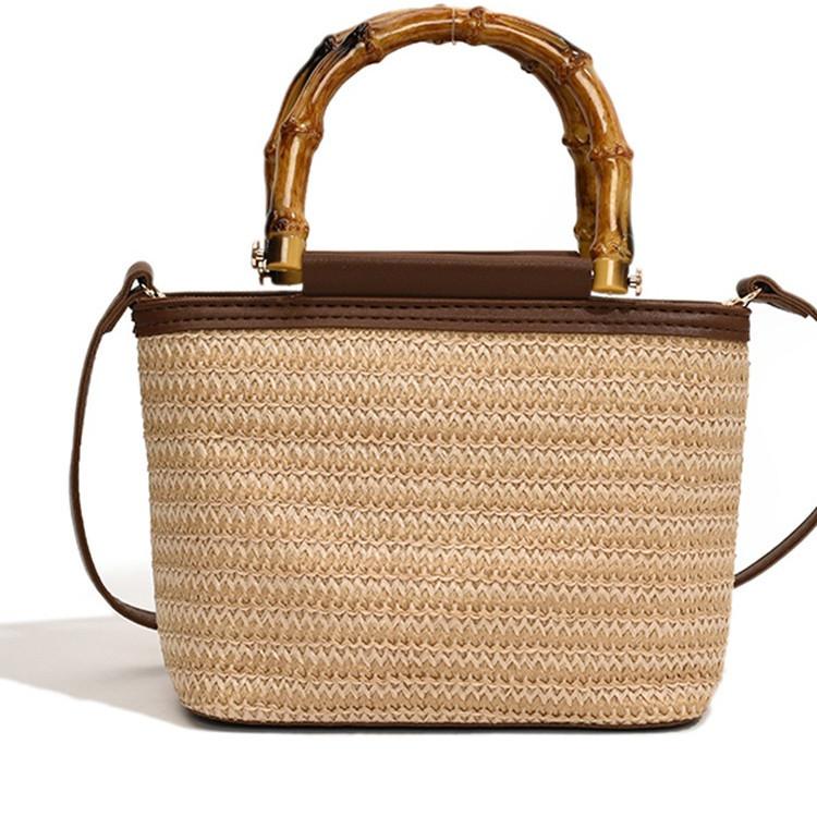 Fashion Texture Small Bag Women'S Seaside Niche Messenger Bag Woven Women'S Hand-Held Straw Bucket Bag