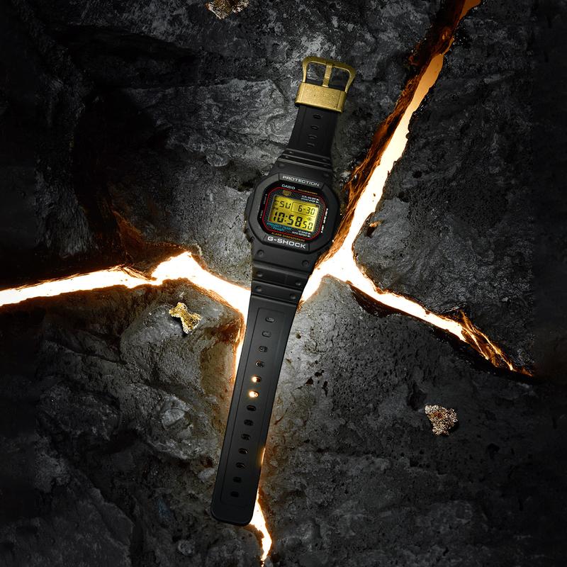 Casio G-SQUAD Series G-SHOCK Small Square 40th Anniversary Limited Commemorative Model Quartz Resin Strap Unisex Gold Dial DW-5040PG-1PR