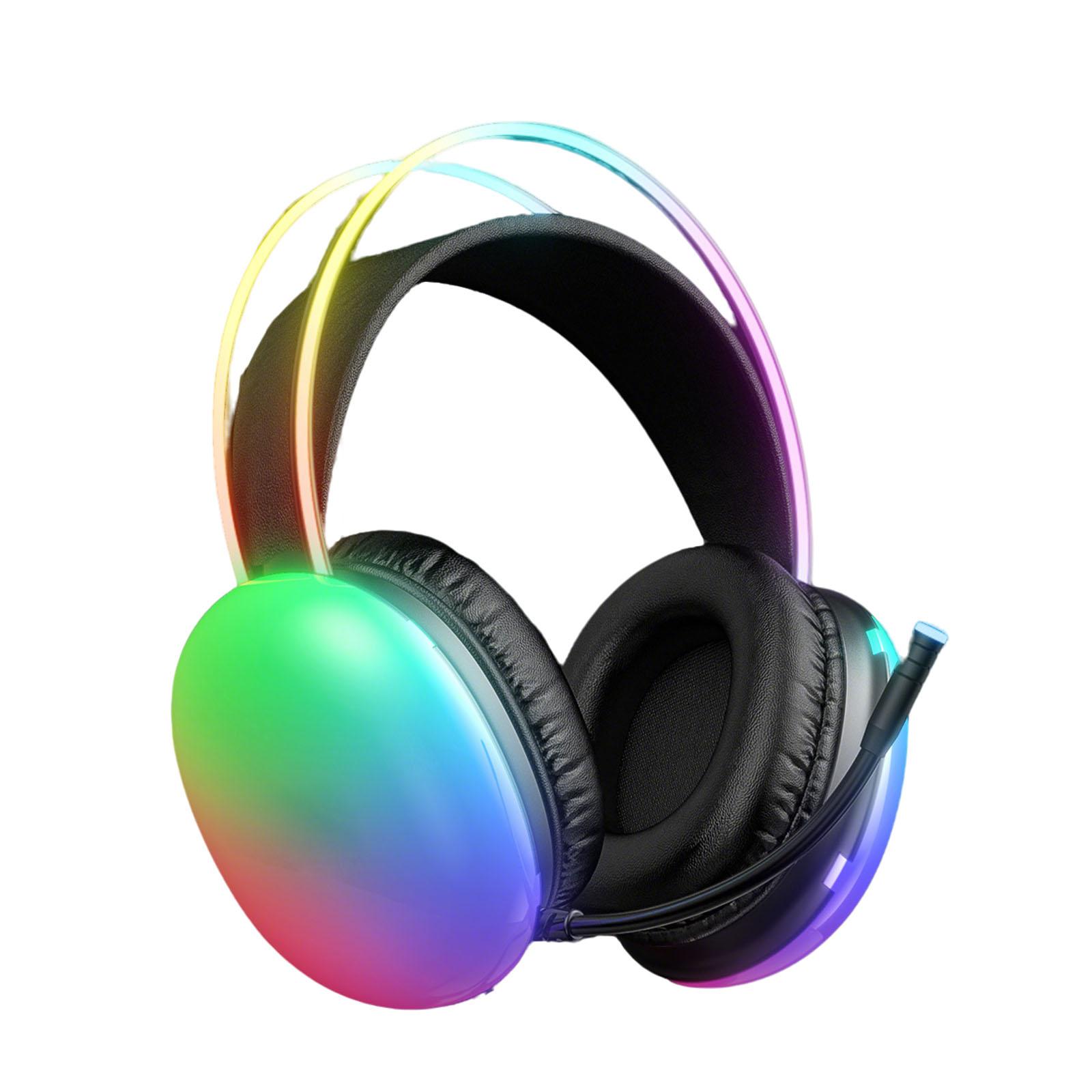 

Gaming Headphone with Microphone LED Light Bass Adjustable Headband Headset Headphone Surround Sound for Travel/Office чорний