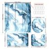 4Pcs Luxurious Blue Marble Shower Curtain Set with Non-Slip Bath Mat, Toilet Lid Cover, Contour Rug & 12 Hooks, Bathroom Decor
