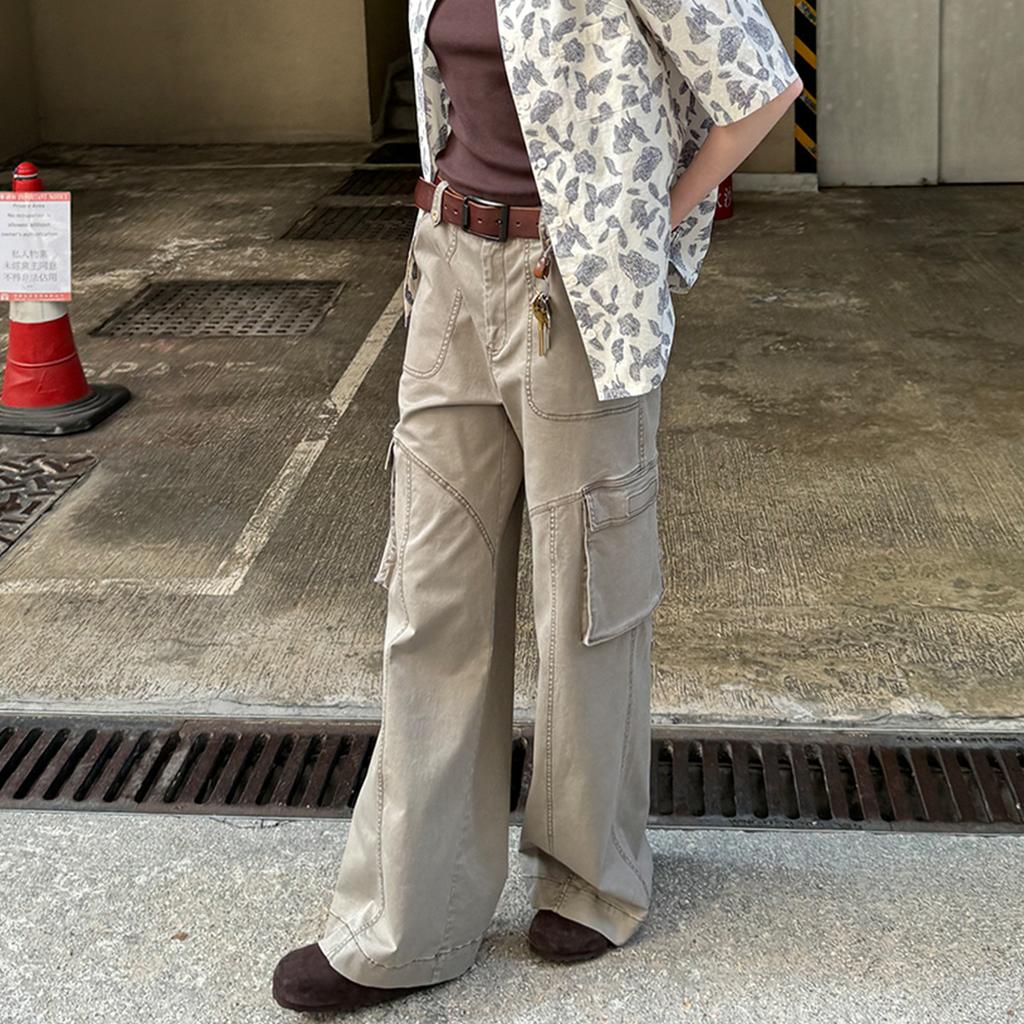 Ladies' Pure Cotton Skin Friendly Retro Green Straight Leg Work Pants Cleanfit Trendy Brand American Work Pants