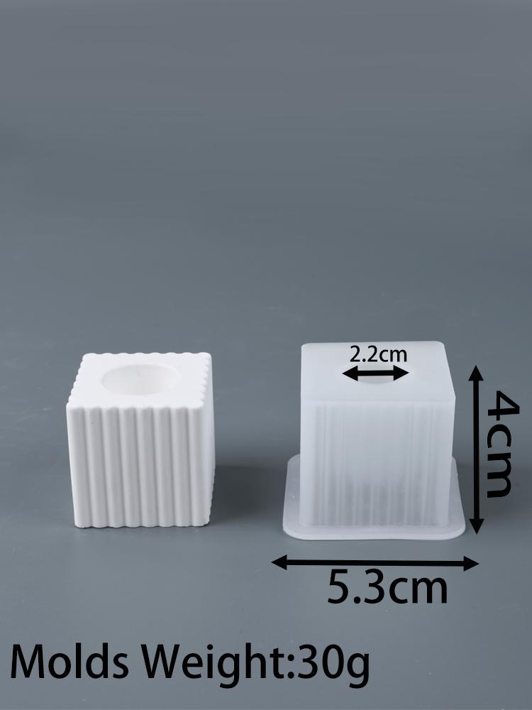 Square Striped Candle Holder Silicone Mold DIY Nordic Candlestick Ornament Making Plaster Resin Craft Casting Molds Home Decor