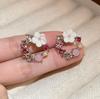 Fresh and Sweet Hollow Diamond-encrusted Flower Pearl Earrings Personalized Earrings Fashionable and Versatile New Earrings Women