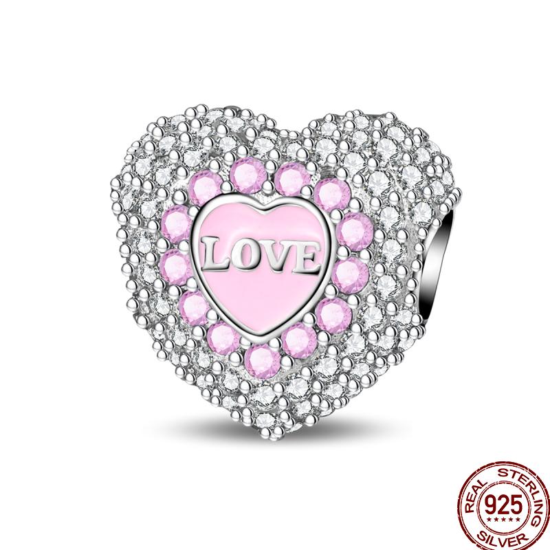 New Original Copper Pave Zirconia Pink Lotus Diy Beads Charms Fit Pan 3Mm Bracelets Madam Jewelry Gift