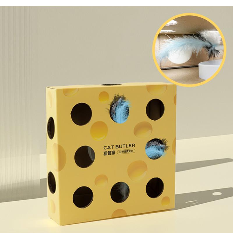 Interactive Cat Toys Smart Cat Chasing Toys Automatic Cat Teasing Stick Toy Funny Pet Cheese Box for Kitten Cat Accessories