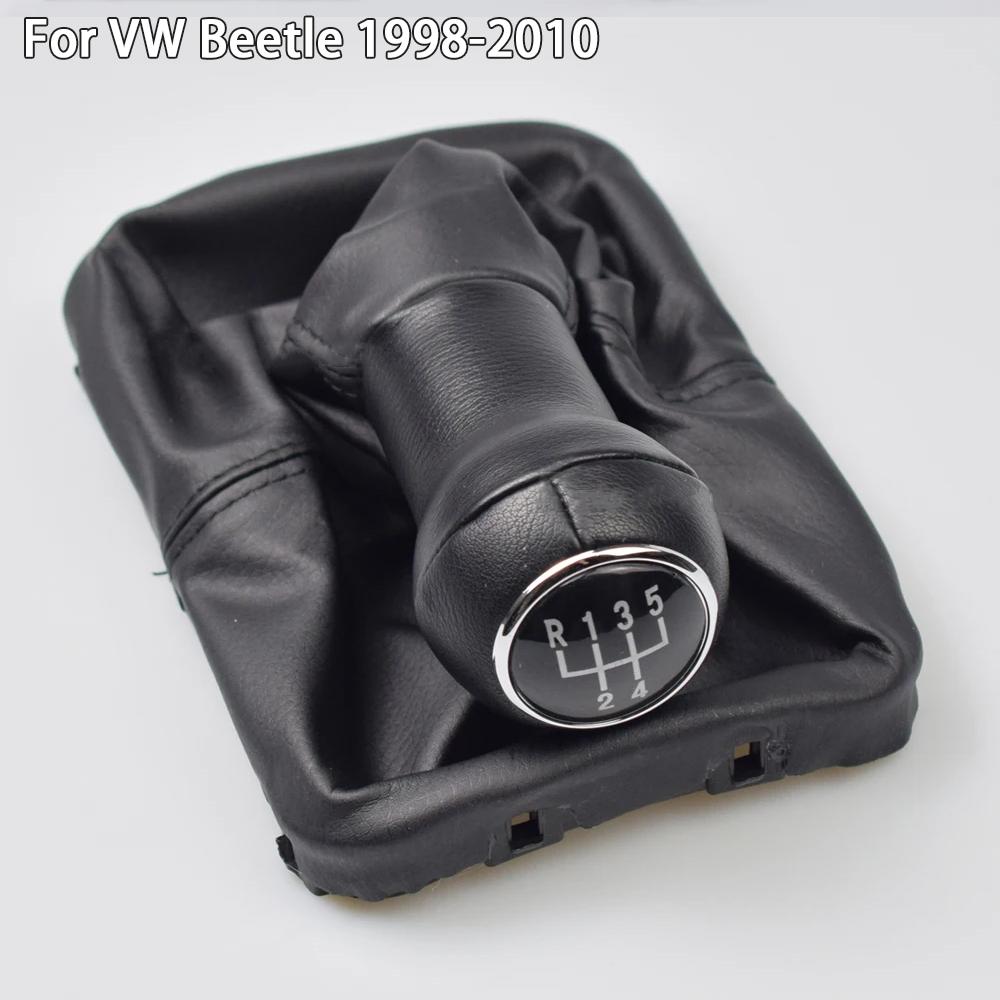 New For 5Speed Gear Stick Shift Knob Leather Boot for VW Beetle 1998 1999 2000 2001 2002 2003 2004 2005 2006 2007 2008 2009 2010