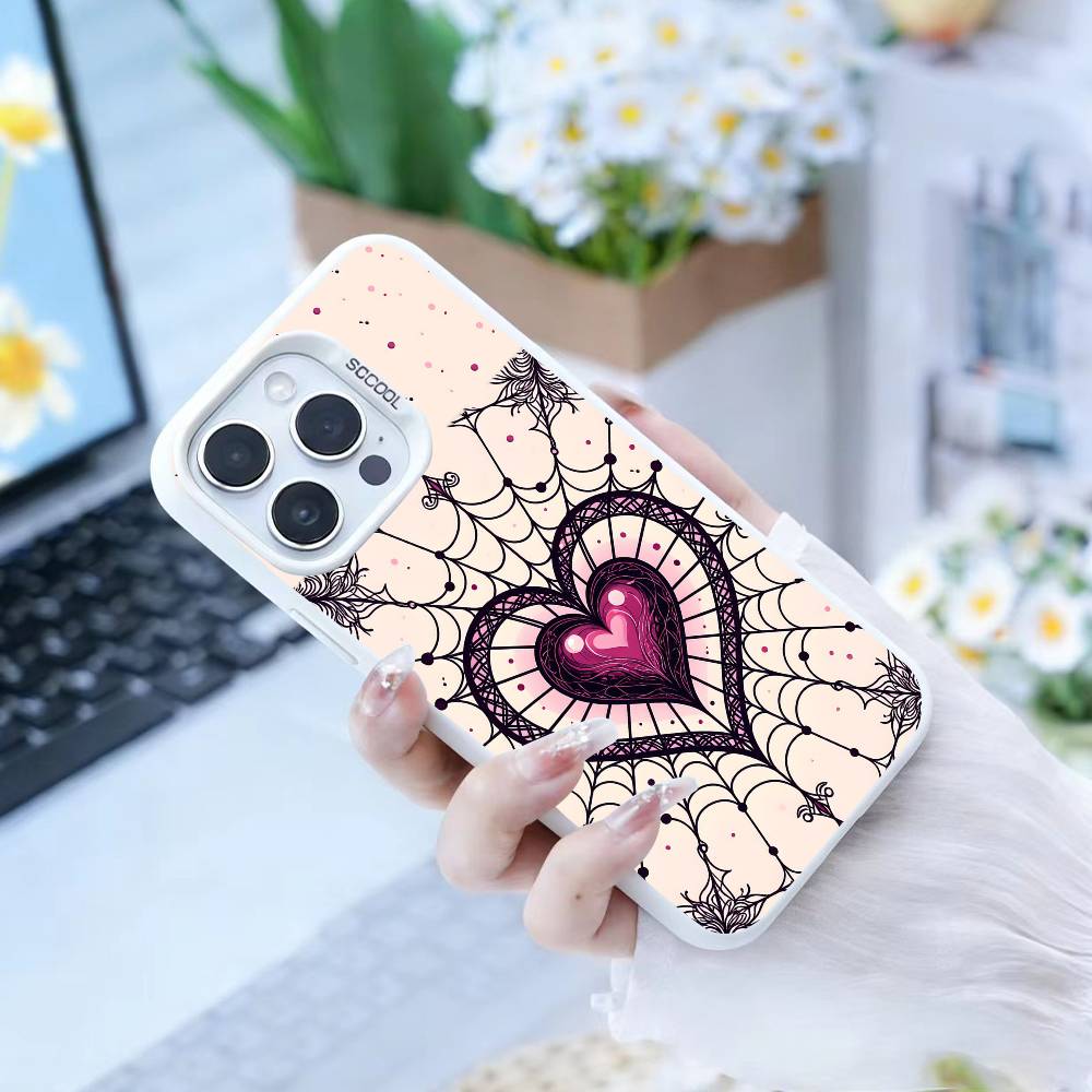 Gothic Dark Sweetheart Phone Case For IPhone 16 17 15 14 12 13 Pro Max Black Color Shockproof Cover