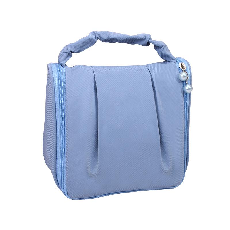 

Portable Hanging Toiletry Wash Bag Polyester Waterproof Cosmetics Storage Bag Handbag Blue
