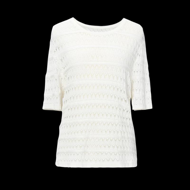 Shetu Women's Hollow Out Short Sleeve Knit Top