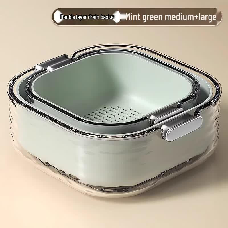 8-Piece Double-Layer Vegetable Washing & Drain Basket Set