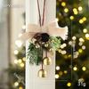 Velvet Bow Bell Ornament with Pine Cone for Christmas Tree Decoration