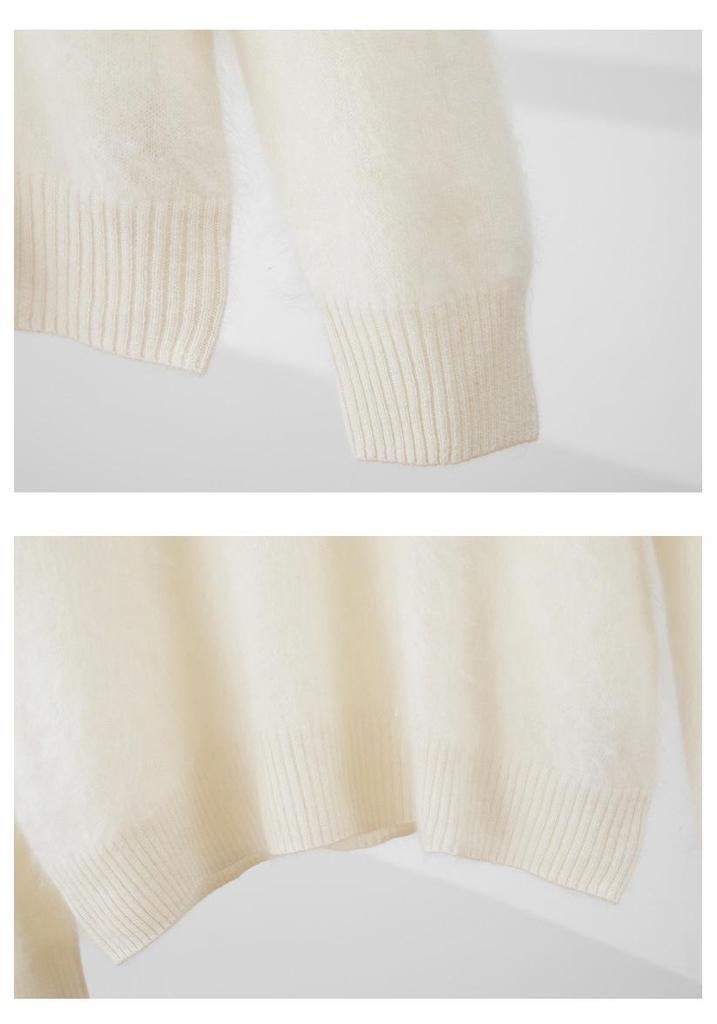 Women's Cashmere V-Neck Pullover, Loose Brushed Knit, Autumn/Winter 2025, All-Color Base Layer Sweater