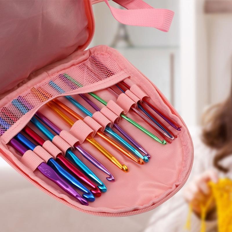 Crochet Bag Knitting Bag Crochet Craft Project Bag Travel Yarn Organizers Bag for Crocheting Pattern Yarn Hook Needle