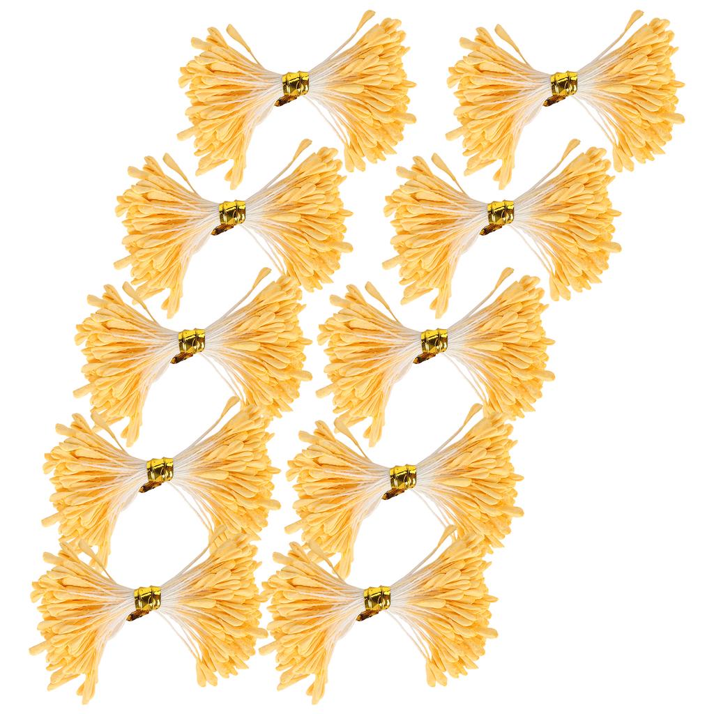 900Pcs Artificial Stamen Gypsum Orange Color Double End Simulation Bouquet Make Accessories(3mm(13#) )