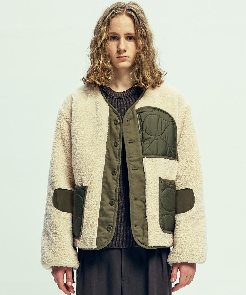 Knd Reversible Quilted & Fleece Liner Jacket Olive Khaki