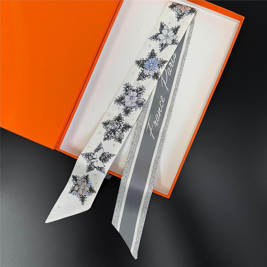 Korean Autumn Tarot Star Floral Women's Versatile Ribbon Tie Silk Scarf Bag Decor.